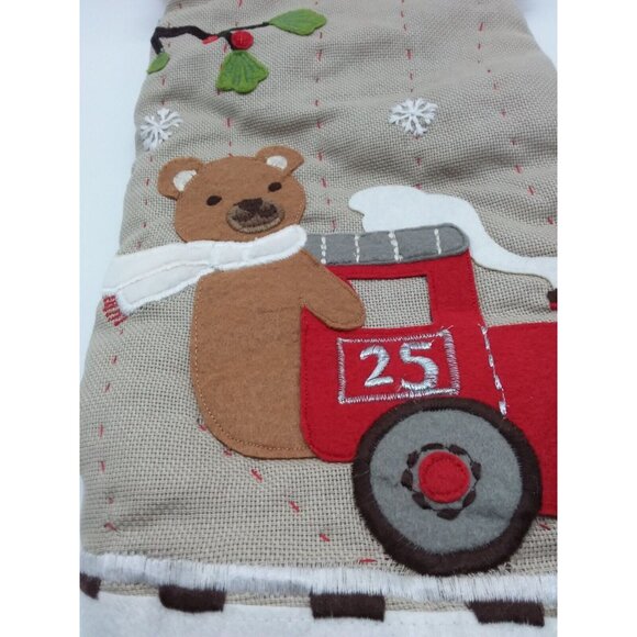 Pottery Barn Kids Bryson Bear on Train Christmas Stocking Holiday Xmas Quilted - Picture 4 of 9